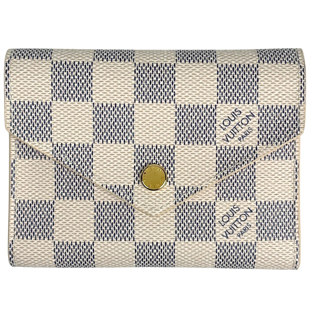 Louis Vuitton Portefeuille Victorine Tri fold Wallet Damier Azur White